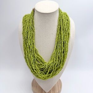 Vintage Glass Beaded 1927 Coin Multi-Layered Statement Necklace